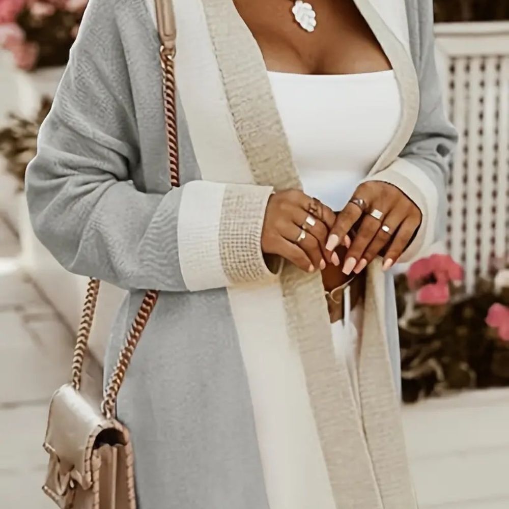 Cardigan Color-Block Long Sleeve Open Front Cardi… - image 1